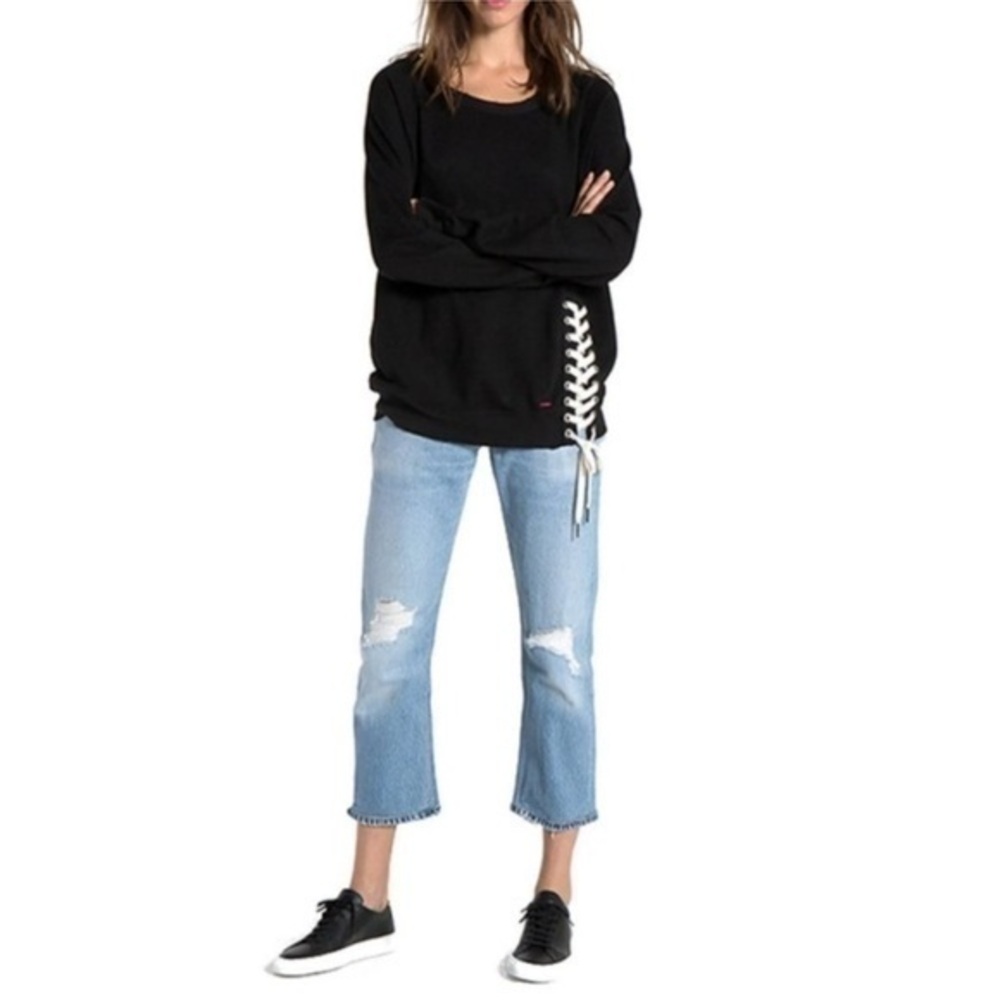 n:Philanthropy Mika Lace Up Sweatshirt Black Small S Apparel with purpose